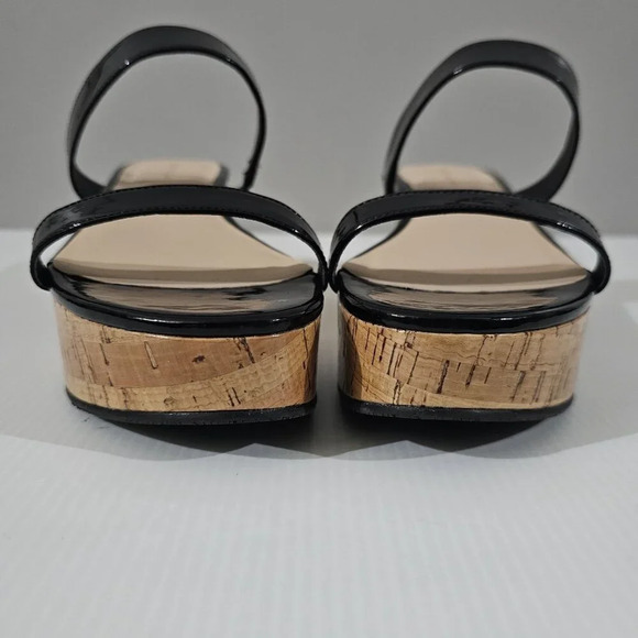 NEW Stuart Weitzman Boardwalk 65 Sandal Size 8.5 Black Patent Platform Wedge - Picture 6 of 13